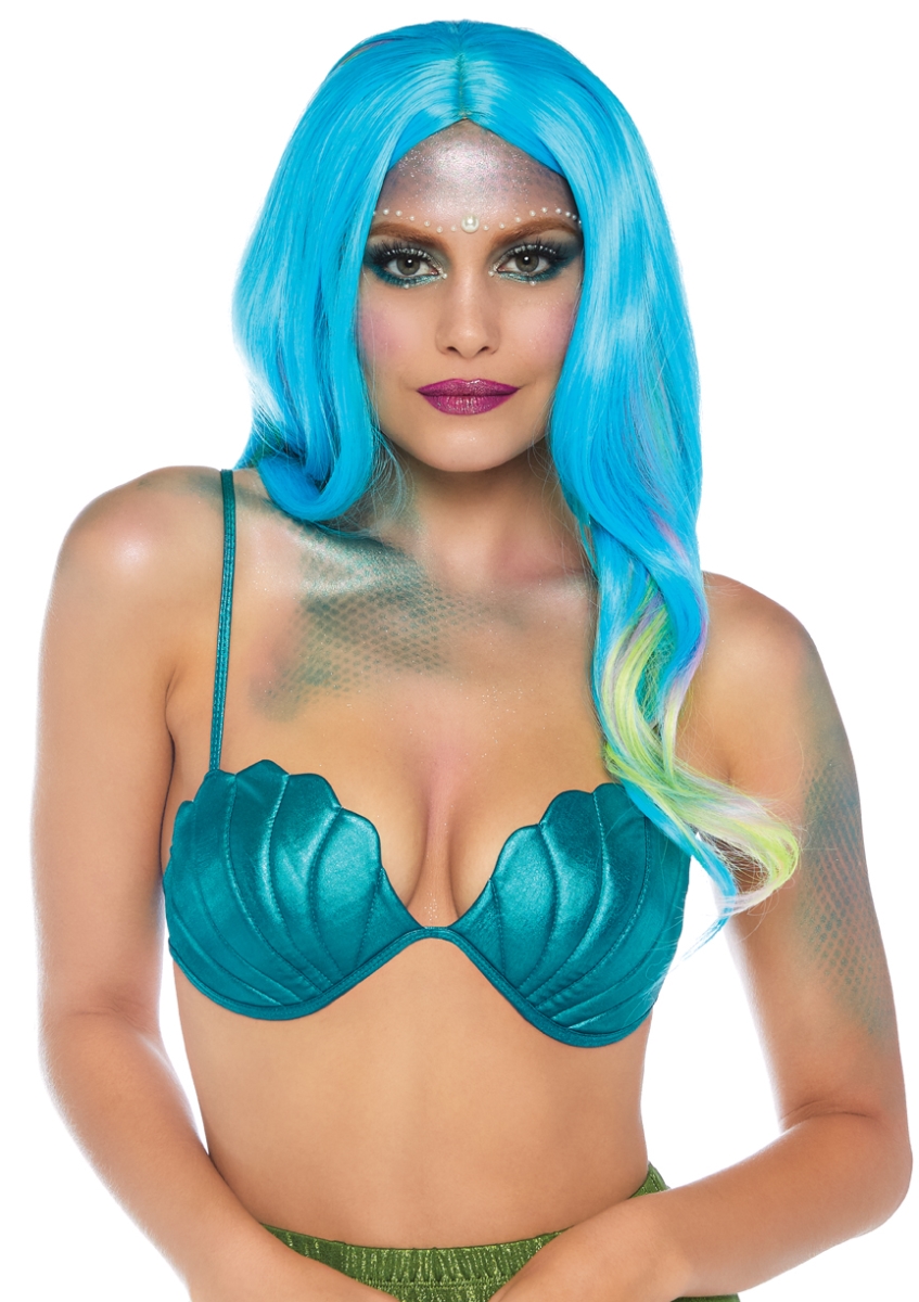 A2812 12601 Womens Mermaid Shell Bra Top, Green - Small