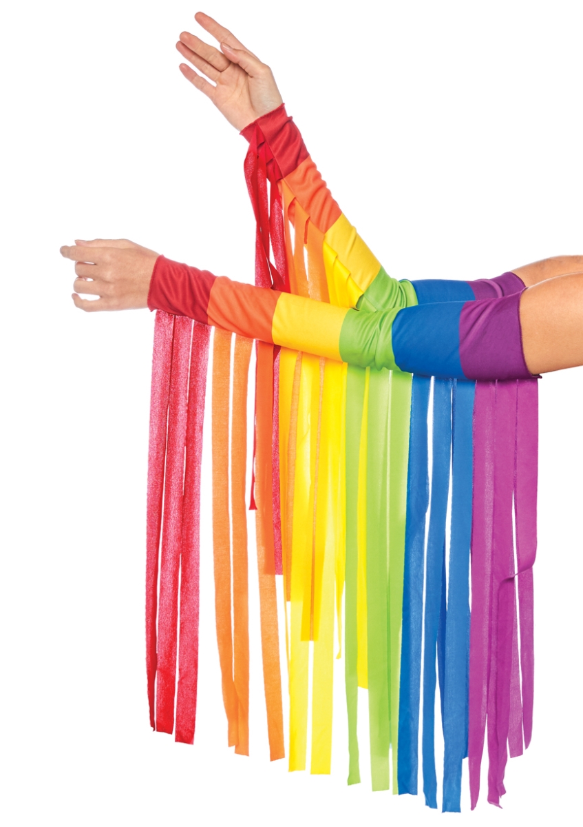 A2827 10122 Womens Fashion Costume Festival Pride Rainbow Fringe Arm Warmer, Multi Color - One Size