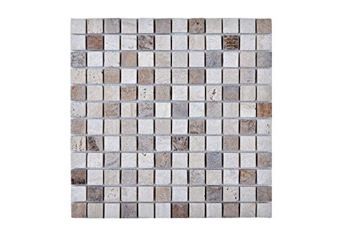 Mosaic With Stone Wall Tile, Beige & Brown