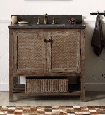 Legion Wh5136br 36 In. Wood Sink Vanity Match With Marble Top No Faucet, Rustic Brown