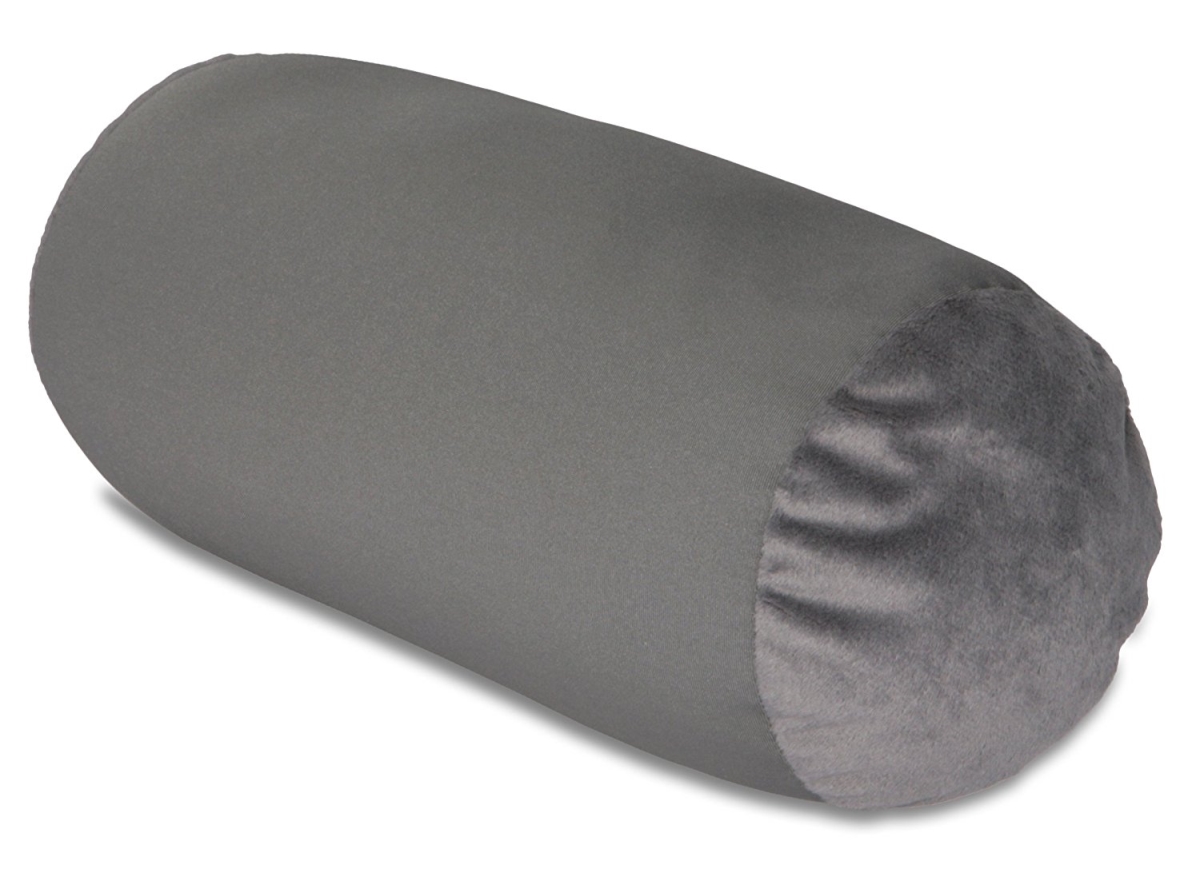 Mini Microbead Pillow Neck Roll Bolster Pillows - Squishy Mooshi Beads Offer Comfort & Support, Light Gray