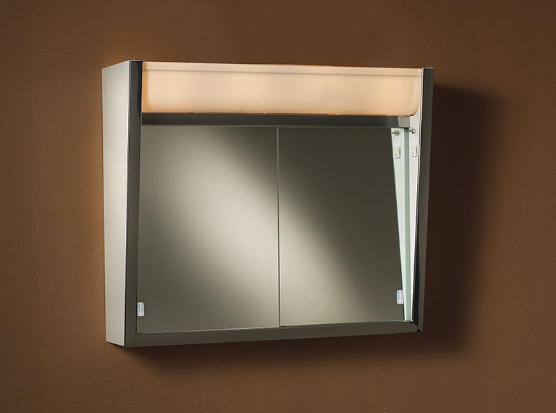 124lp 24 X 23 In. 2 Door Ensign Polished Medicine Cabinet With 4 Light & Stainless Steel, Basic White