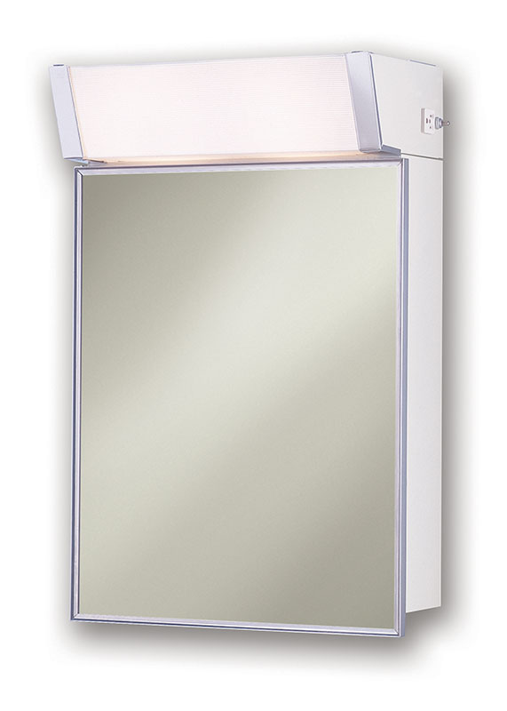 555il 16 X 24 In. 1 Door Lighted Polished Medicine Cabinet With 2 Light Fixture, Basic White