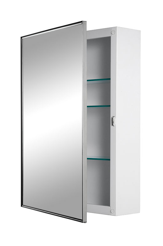 472fs 16 X 22 In. 1 Door Basic Styleline Recessed Classic Medicine Cabinet With Polished Stainless Steel Glass Frame, Basic White