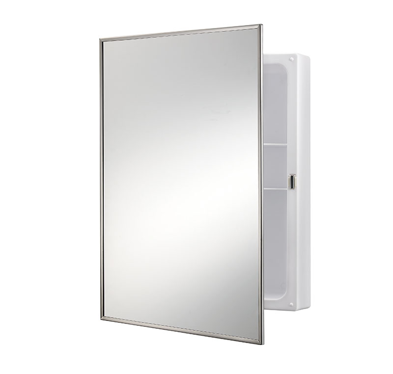 614 16 X 22 In. 1 Door Basic Styleline Recessed Classic Medicine Cabinet With Polished Stainless Steel Frame Plastic Light Fixture