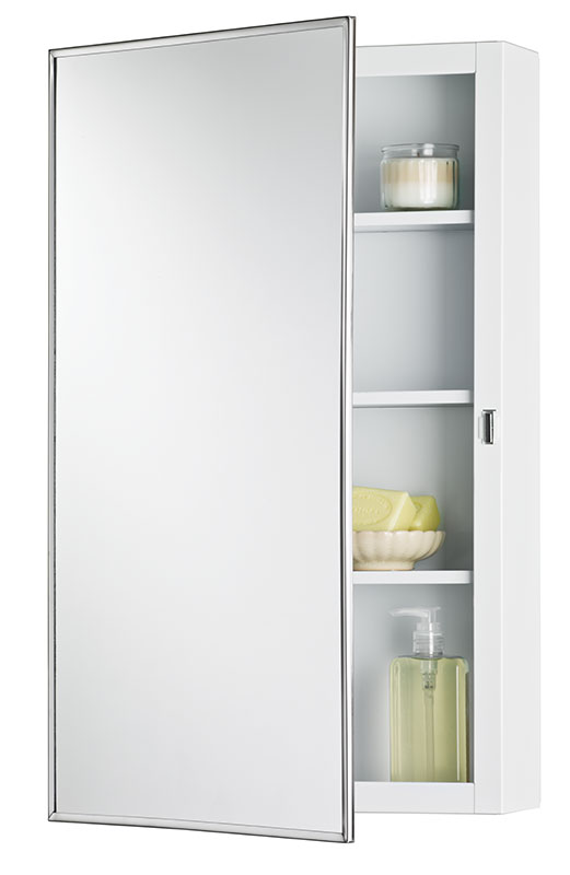 260p26ch 16 X 26 In. 1 Door Topsider Surface Mounted Medicine Cabinet With Adjustable Polished Stainless Steel, Basic White