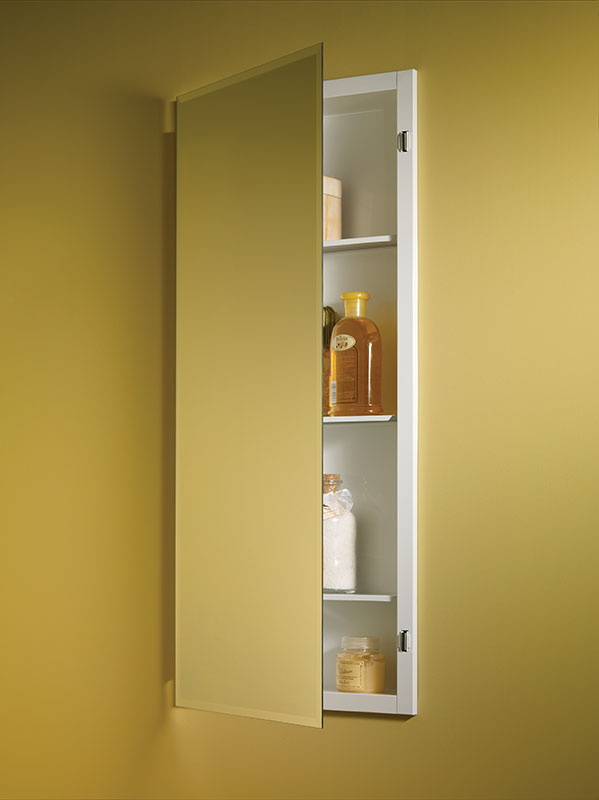 868p34wh 16 X 36 In. Horizon 1 Door Bevel Edge Medicine Cabinet - Basic White Stainless Steel
