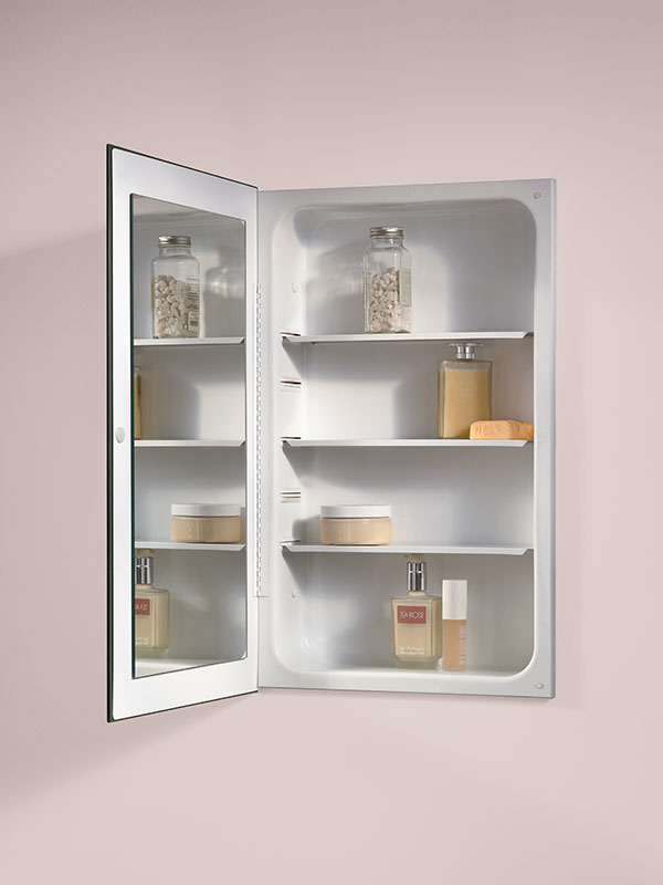 1035p24wh 16 X 26 In. 1 Door Cove Rameless Medicine Cabinet With Adjustable Steel & Polished Mirror, Basic White
