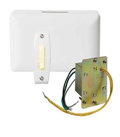 Builder Kit Chime With Junction Box Transformer & Lighted White Rectangular Pushbutton