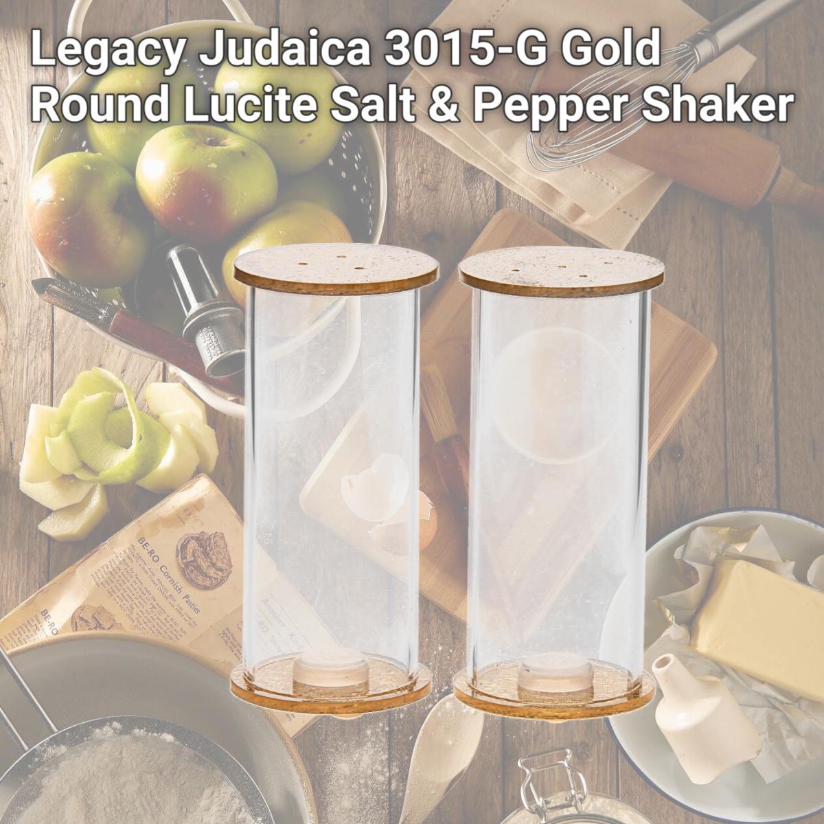 Picture of Legacy Judaica 3015-G Gold Round Lucite Salt & Pepper Shaker