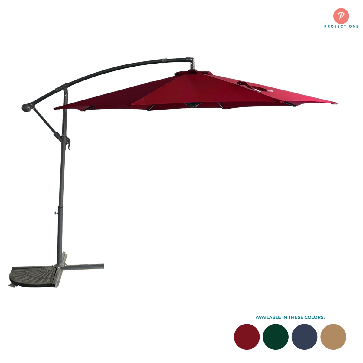 El-1001-red 10 Ft. Patio Offset Cantilever Outdoor Umbrella, Red