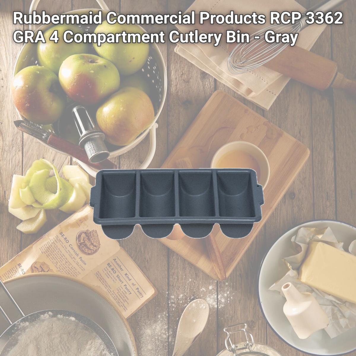 Picture of Rubbermaid Commercial Products RCP 3362 GRA 4 Compartment Cutlery Bin - Gray