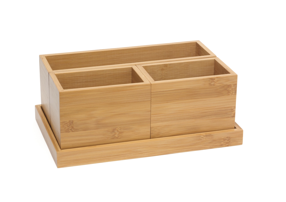 1809 Bamboo Tray & 3 Box Organizer Set