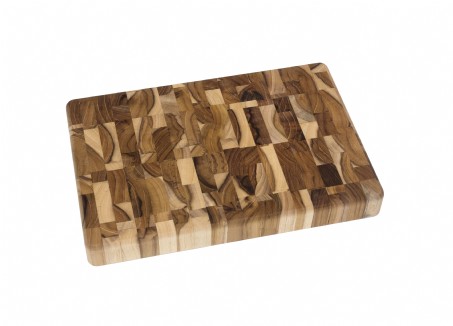 7218 Teak End Grain Small Cutting Board With Handle