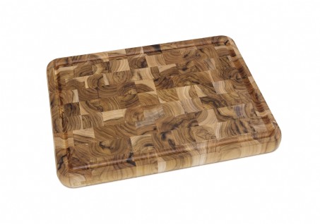 7220 Teak End Grain Large Cutting Board With Handle