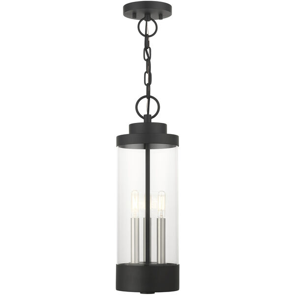 UPC 847284079809 product image for Livex 20727-14 Hillcrest 3 Light 7 in. Textured Outdoor Pendant Lantern - Black | upcitemdb.com