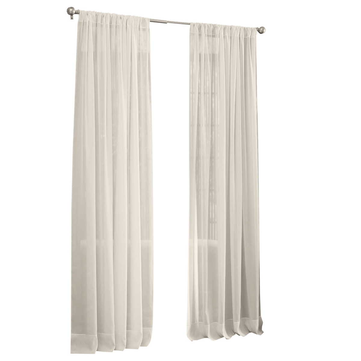 Voiledrap-118x48-ivory Sheer Voile Drape Panel, Ivory - 118 X 48 In.