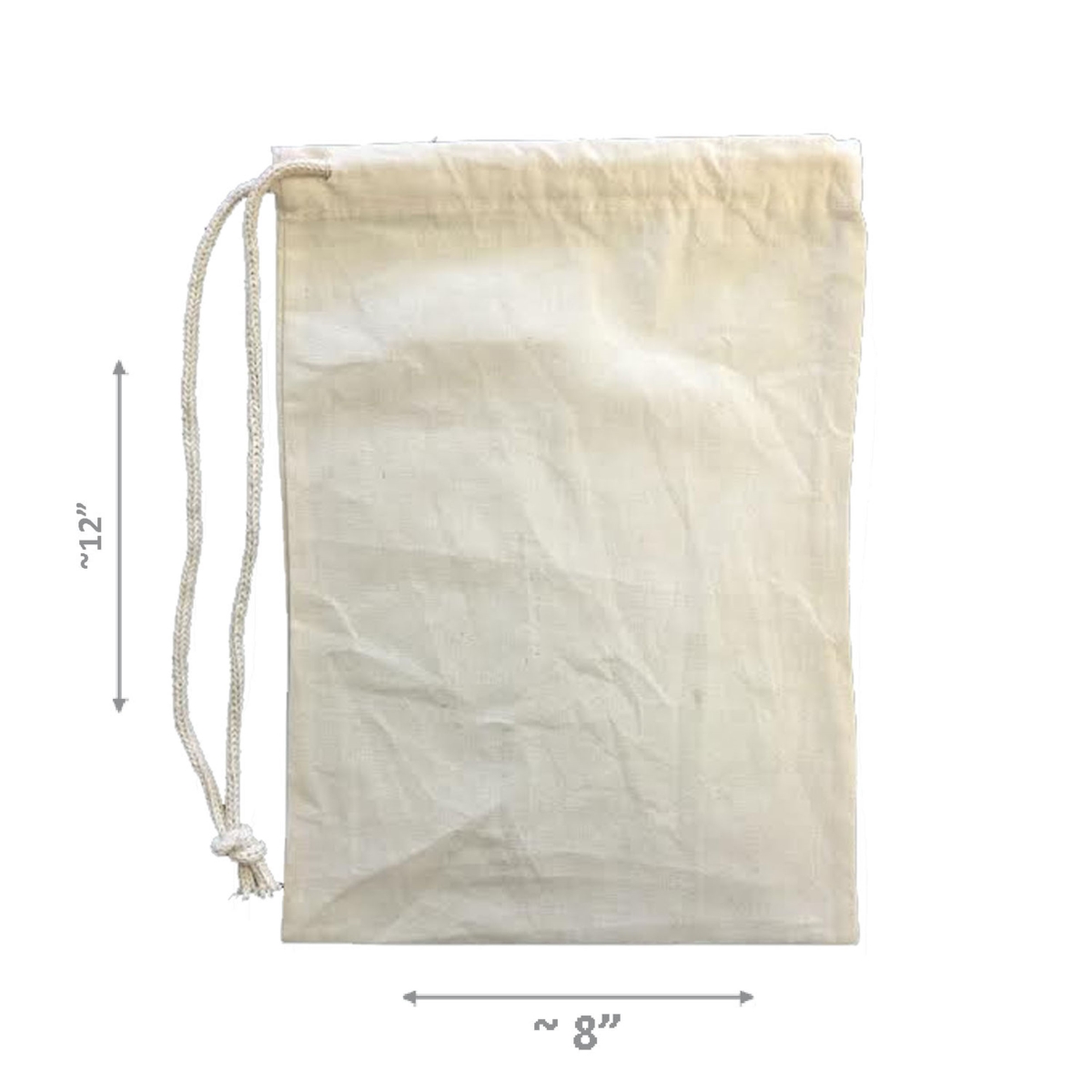 Muslinbag8x12-pack1 100 Percent Cotton Durable Drawstring Muslin Produce Storage Bags, Natural - 8 X 12 In.