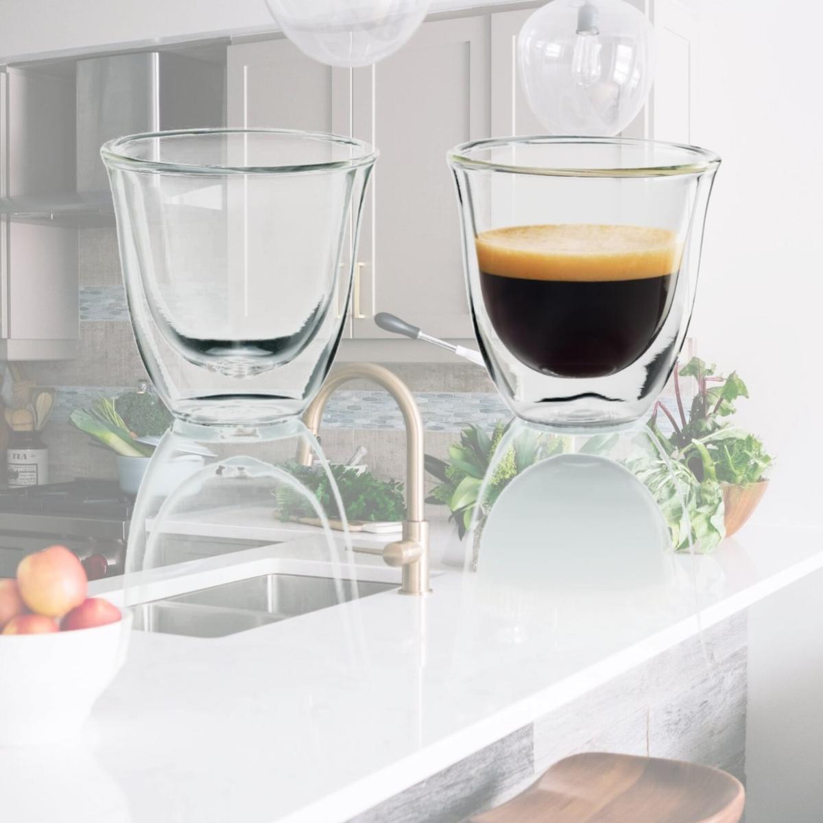 Picture of DeLonghi DLSC310 60 ml Double Walled Thermo Espresso Glasses, Set of 2