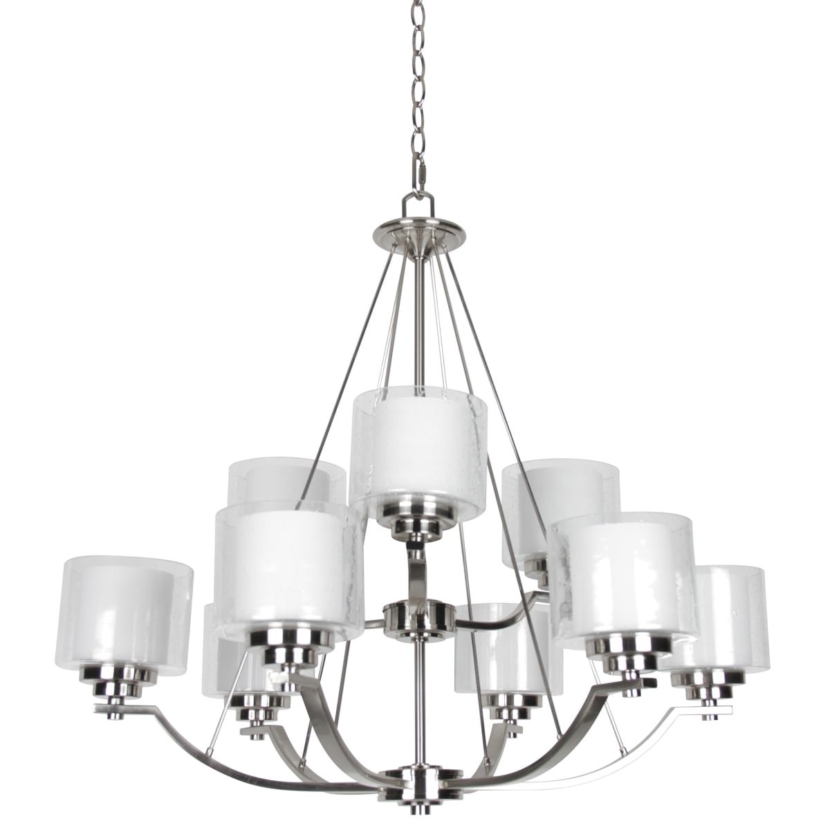 UPC 098197870957 product image for F17009-80 Abbot Frosted Opal Glass, Dimmable Nine Light Two Tier Chandelier  | upcitemdb.com