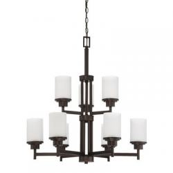 F17029-64 9-light Somes 2-tier Chandelier With Linen Glass