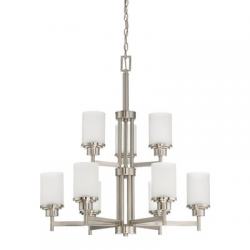 F17029-80 9-light Somes 2-tier Chandelier With Linen Glass