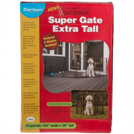 480 144 X 36 In. Super Gate With Pet Door - Extra Tall