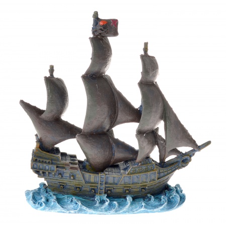 Penn Plax Pp09985 Black Pearl Ship Ornament - Medium
