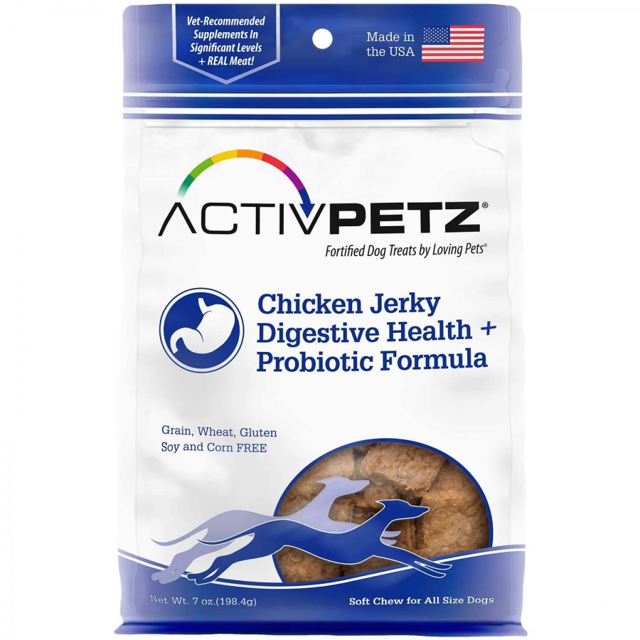 8104 7 Oz Activpetz Chicken Jerky Digestive Health Probiotic Formula