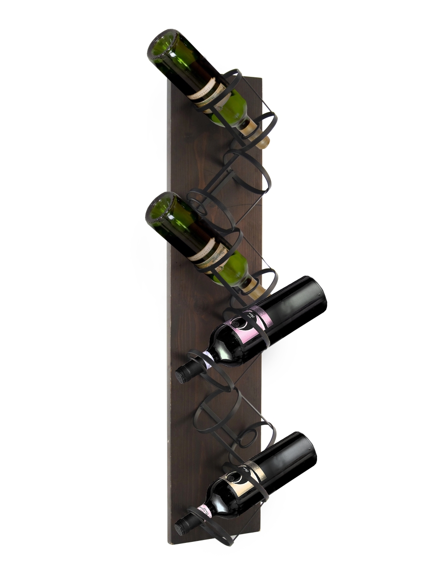32-119lwd 36 In. Wood & Metal 6 Bottle Wall Mount Wine Storage Rack