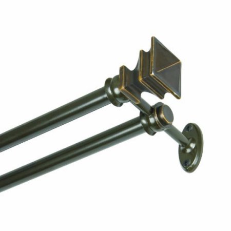 32-1004-7orb 36-72 In. Painted Oil Rubbed Bronze Finish Double Rod Window Hardware With Resin Square Finial