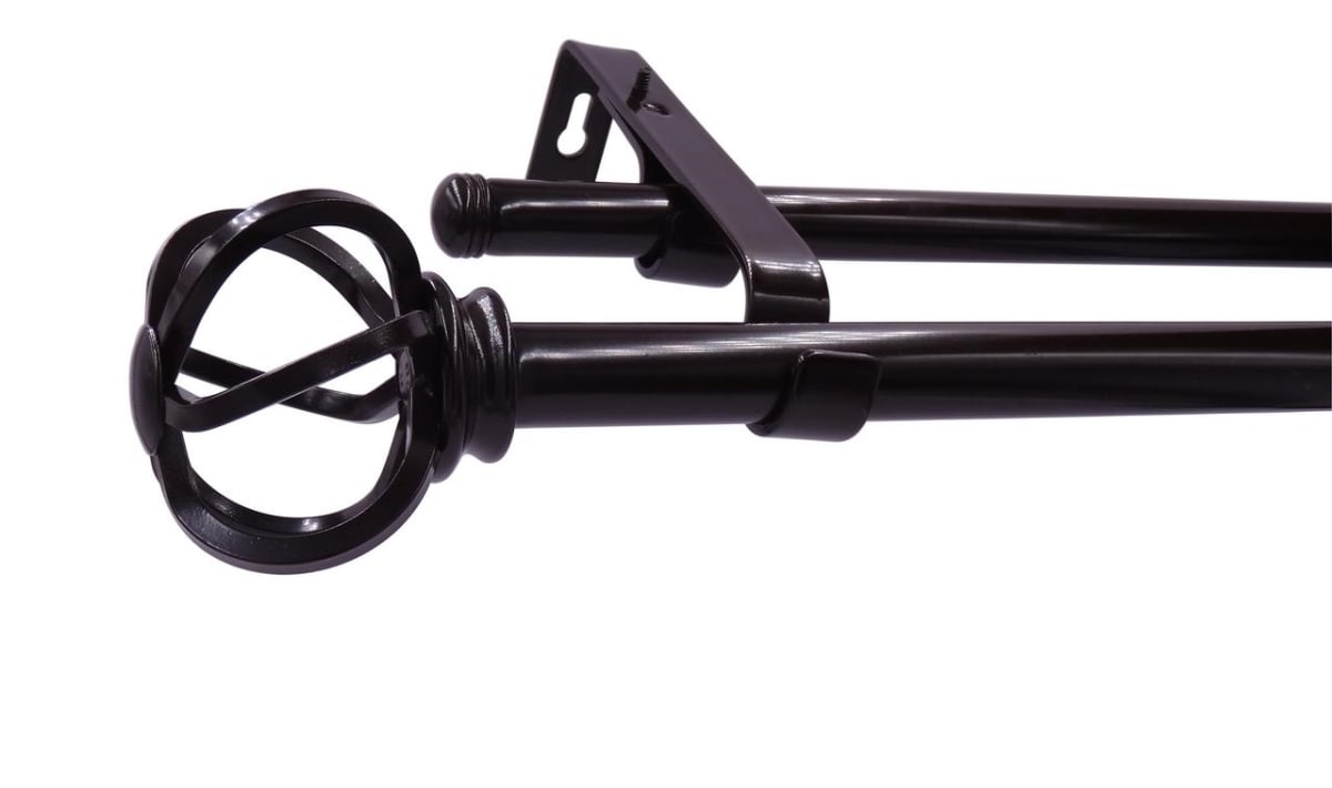 32-1025-12orb 36-72 In. Adjustable Double Curtain Rod With Decorative Finials, Oil Rubbed Bronze