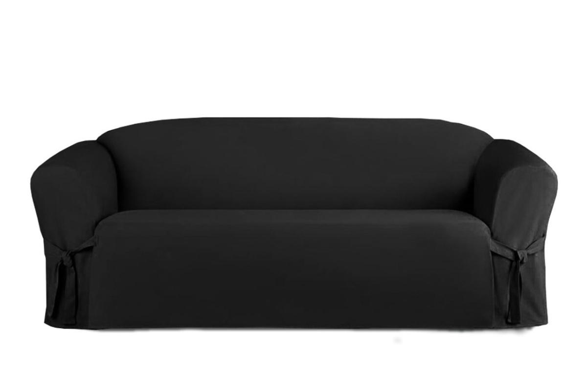 Sc406813 Microsuede Slip Furniture Protector For Sofa, Black