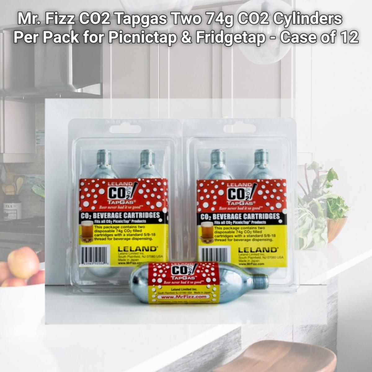 Picture of Leland Mr. Fizz CO2 Tapgas Two 74g CO2 Cylinders Per Pack for Picnictap & Fridgetap 
