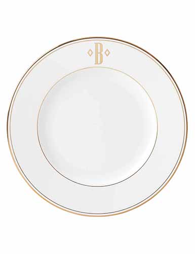 872345 10.8 In. Dia. Federal Gold Monogram Block Dw Dinner Plate - B