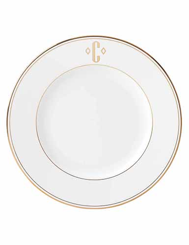 872346 10.8 In. Dia. Federal Gold Monogram Block Dw Dinner Plate - C