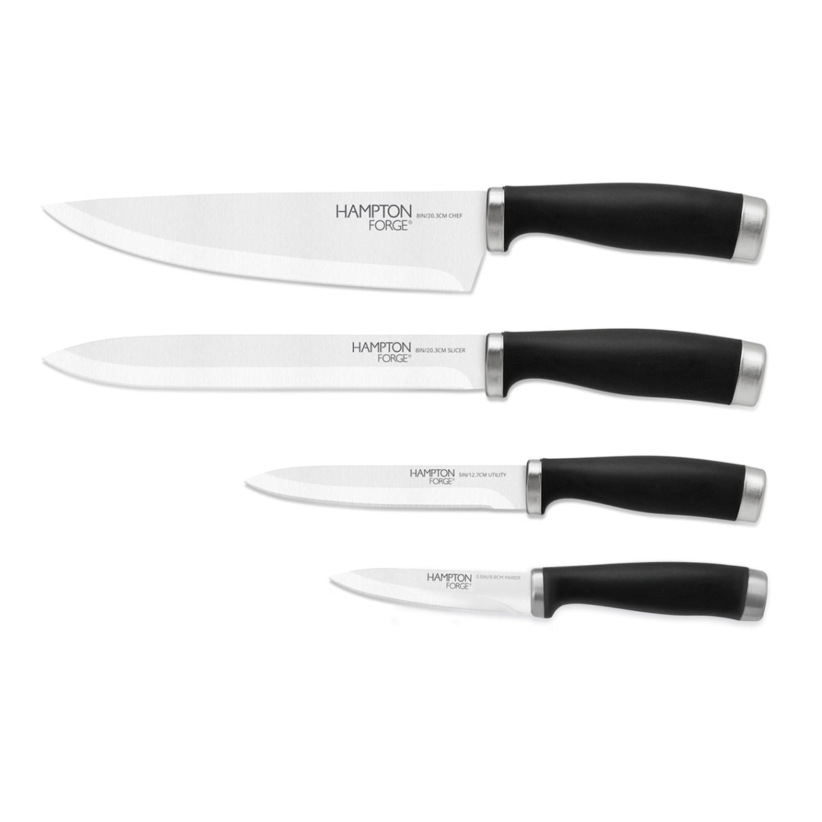 HMC01A102C Epicure Black Soft Grip Cutlery Knife Set, 4 Piece