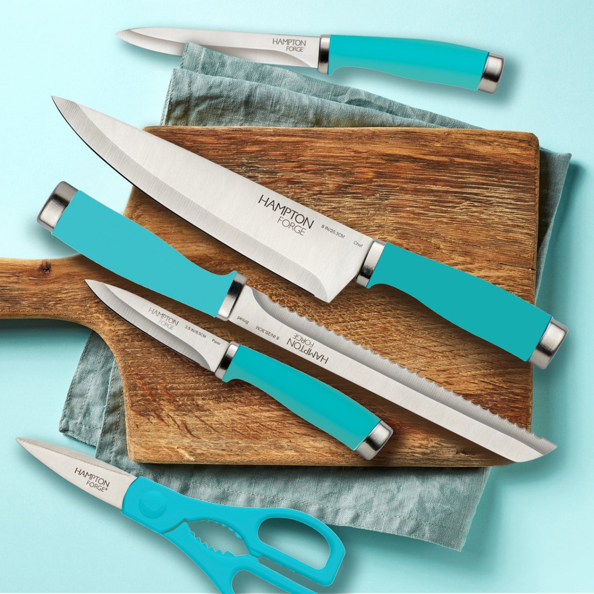 HMC01B029T Epicure True Aqua Cutlery Knife Block Set, 15 Piece
