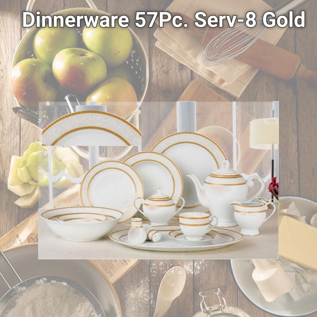 Picture of Lorenzo Import AMELIA-57 Dinnerware 57Pc. Serv-8 Gold