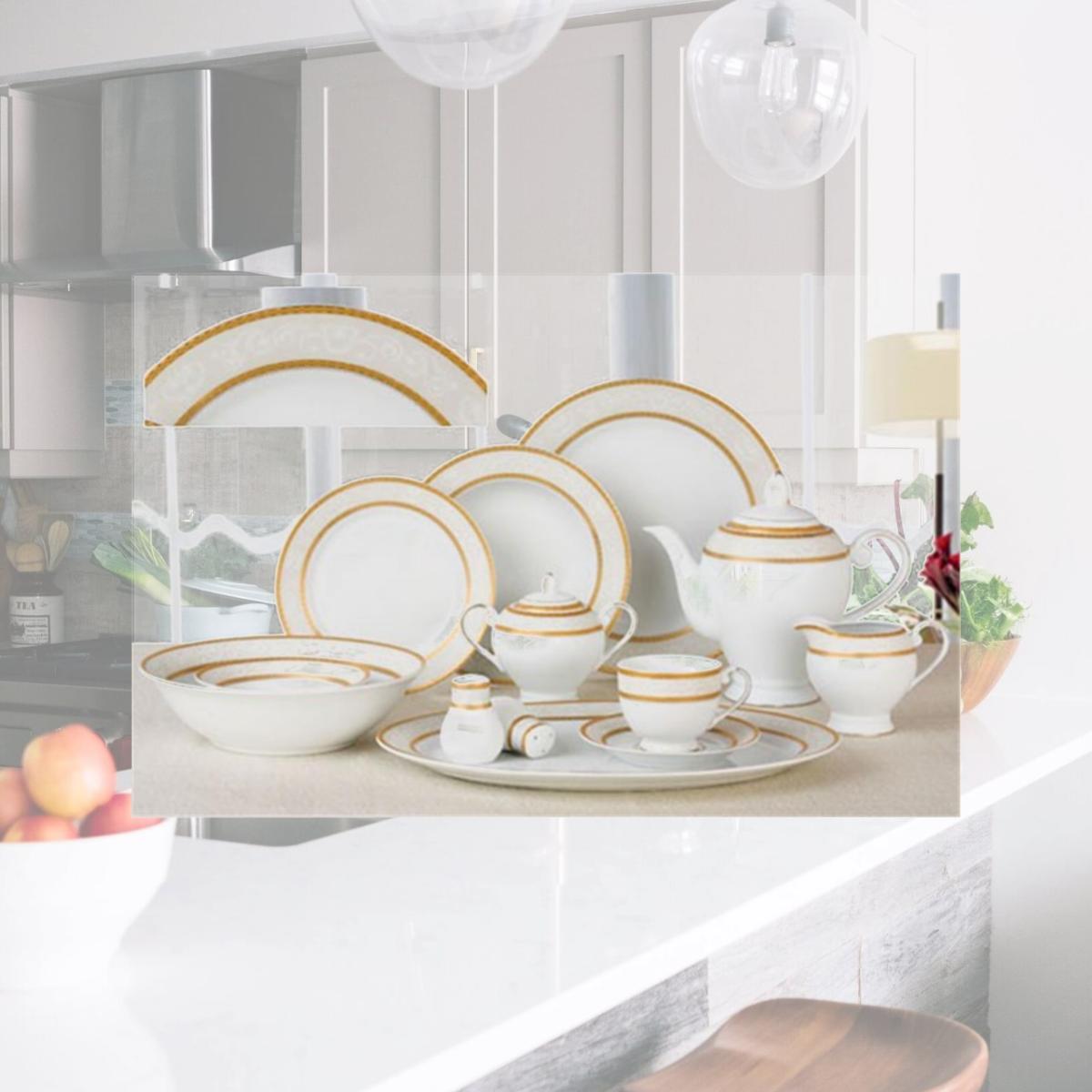 Picture of Lorenzo Import AMELIA-57 Dinnerware 57Pc. Serv-8 Gold
