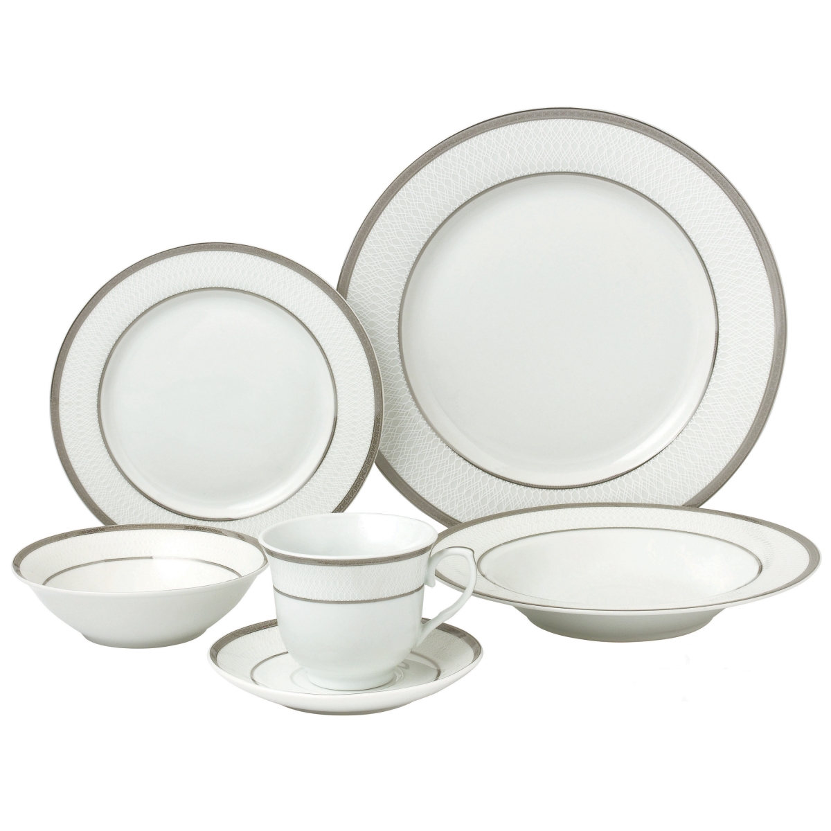 Lh430 24 Piece Porcelain Dinnerware Service, Silver - For 4 Ashley