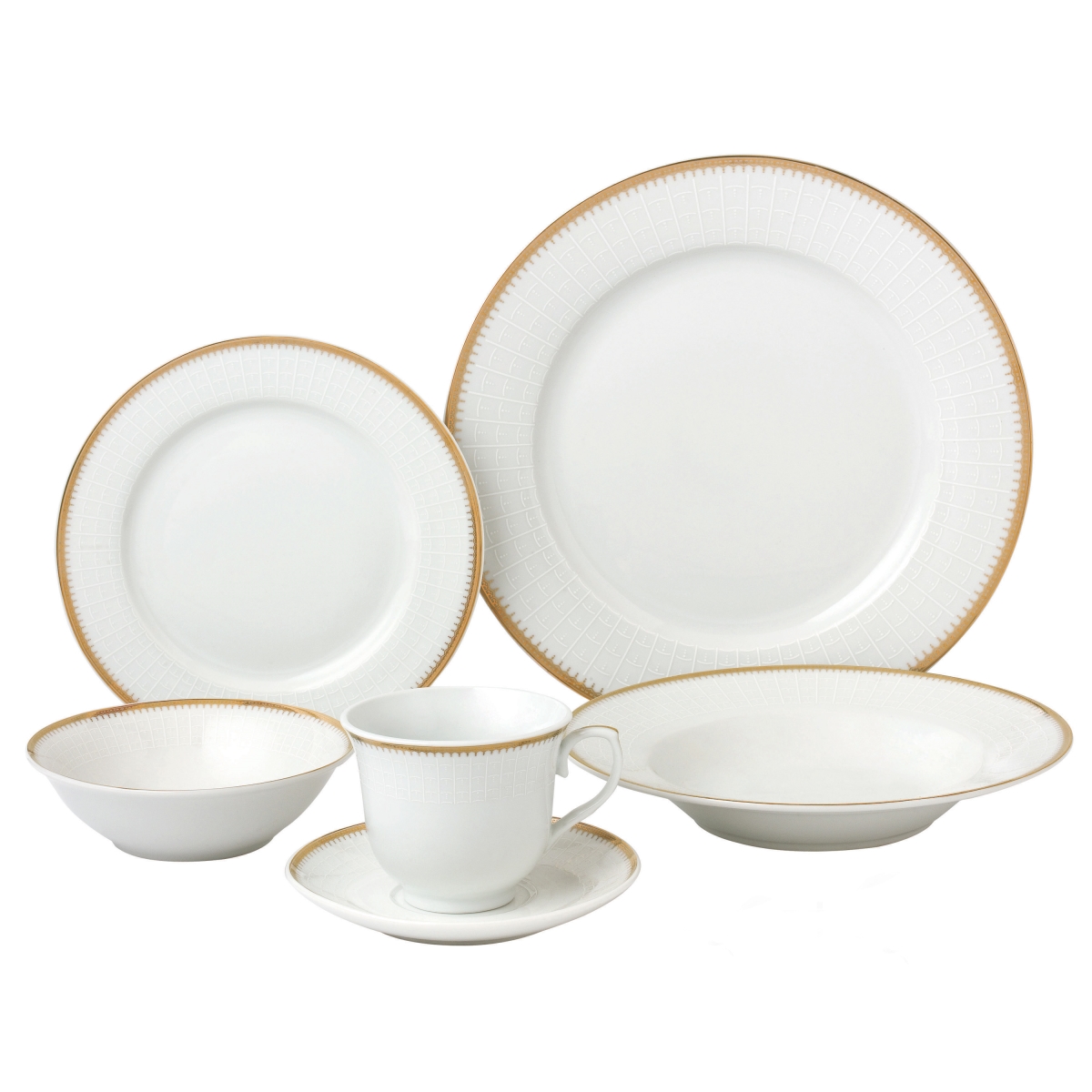 Lh432 24 Piece Porcelain Dinnerware Service, Gold - For 4 Georgette