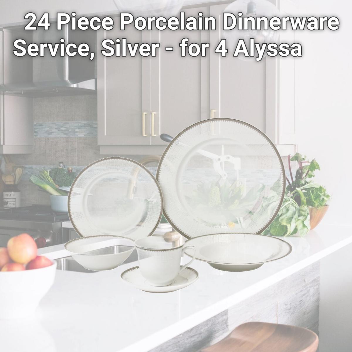 Picture of Lorenzo Import LH433 24 Piece Porcelain Dinnerware Service, Silver - for 4 Alyssa