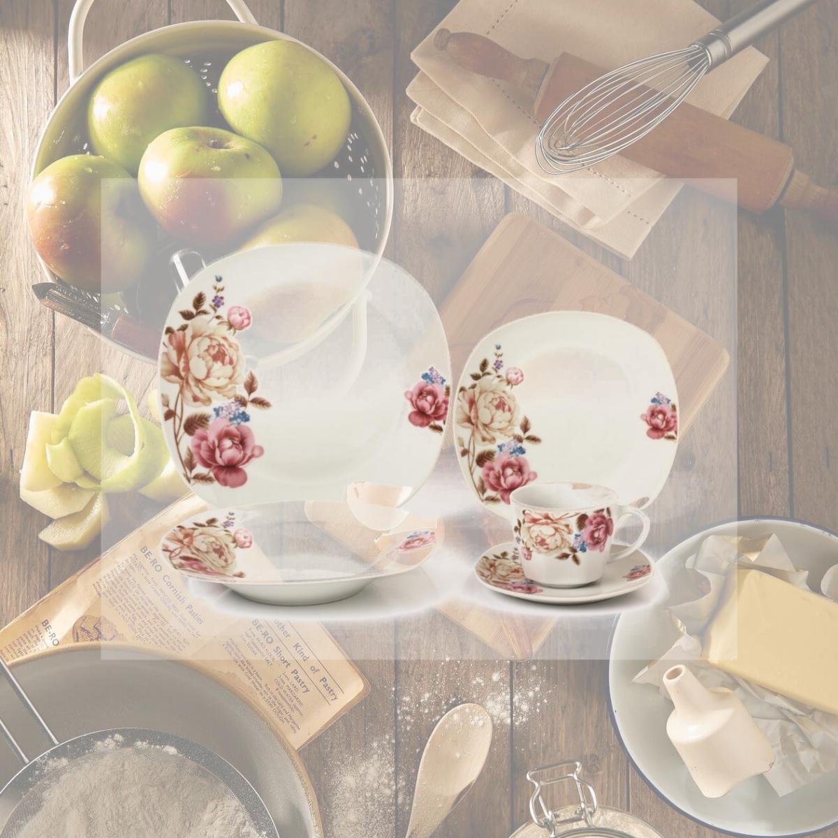 Picture of Lorren Home Trends LH428 20 Piece Floral Porcelain Square Dinnerware Set, Service for 4