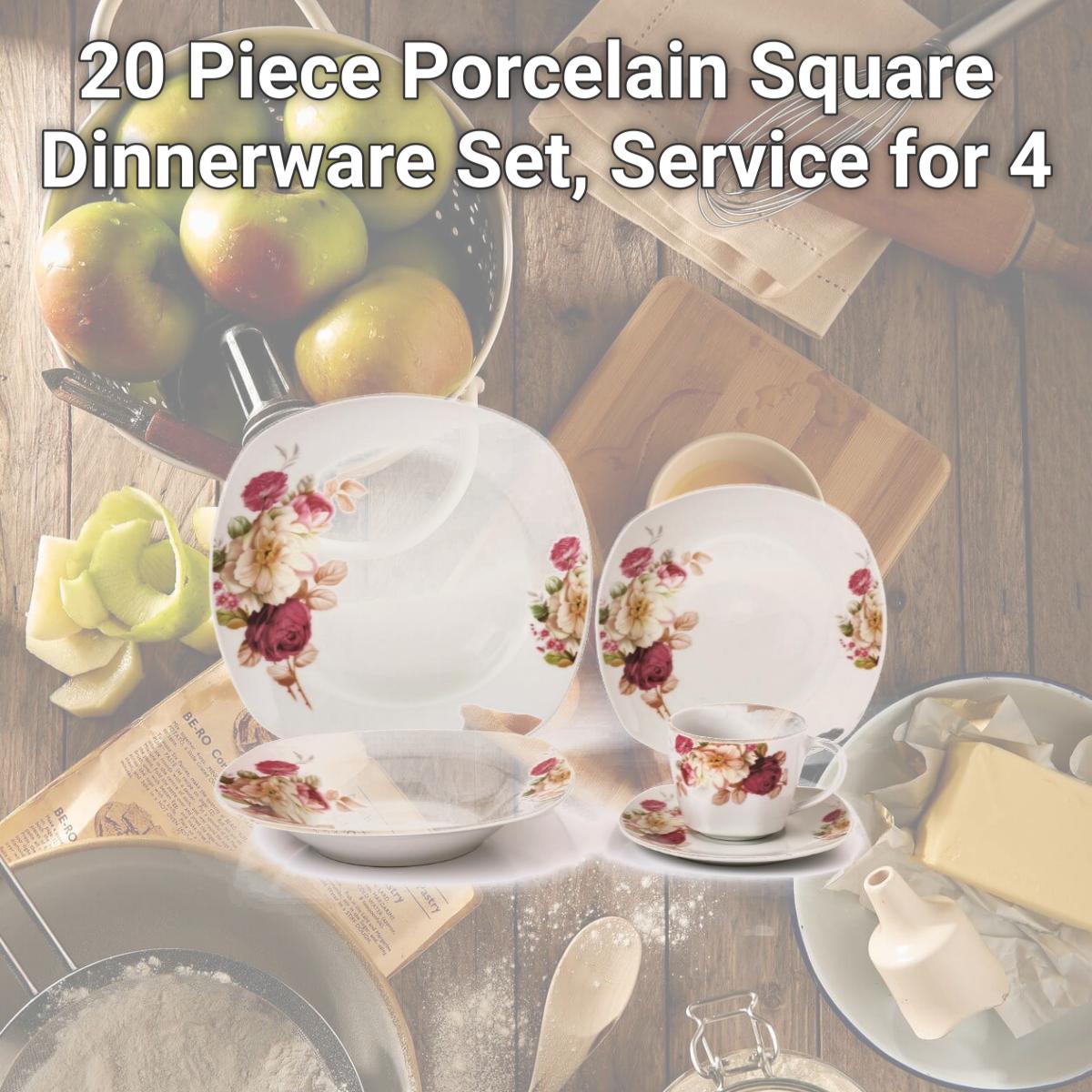 Picture of Lorren Home Trends LH427 20 Piece Porcelain Square Dinnerware Set, Service for 4