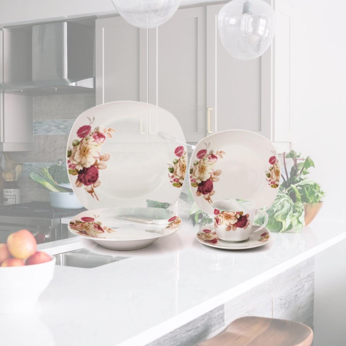 Picture of Lorren Home Trends LH427 20 Piece Porcelain Square Dinnerware Set, Service for 4