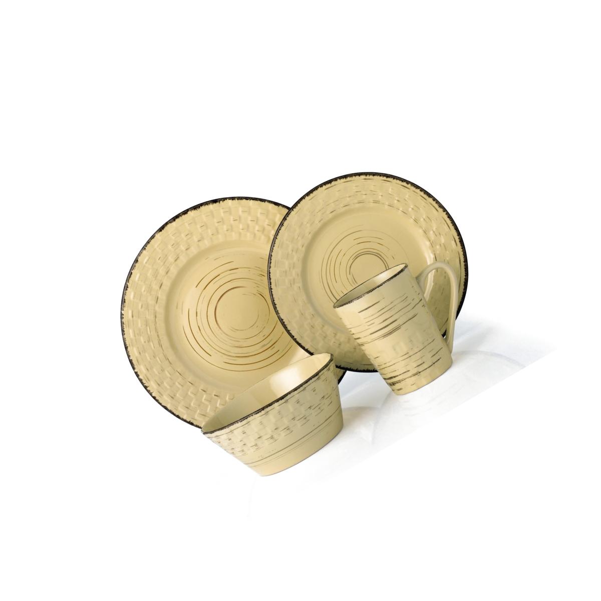 Picture of Lorren Home Trends LH518 16 Piece Distressed Weave Dinnerware Set, Buttercup