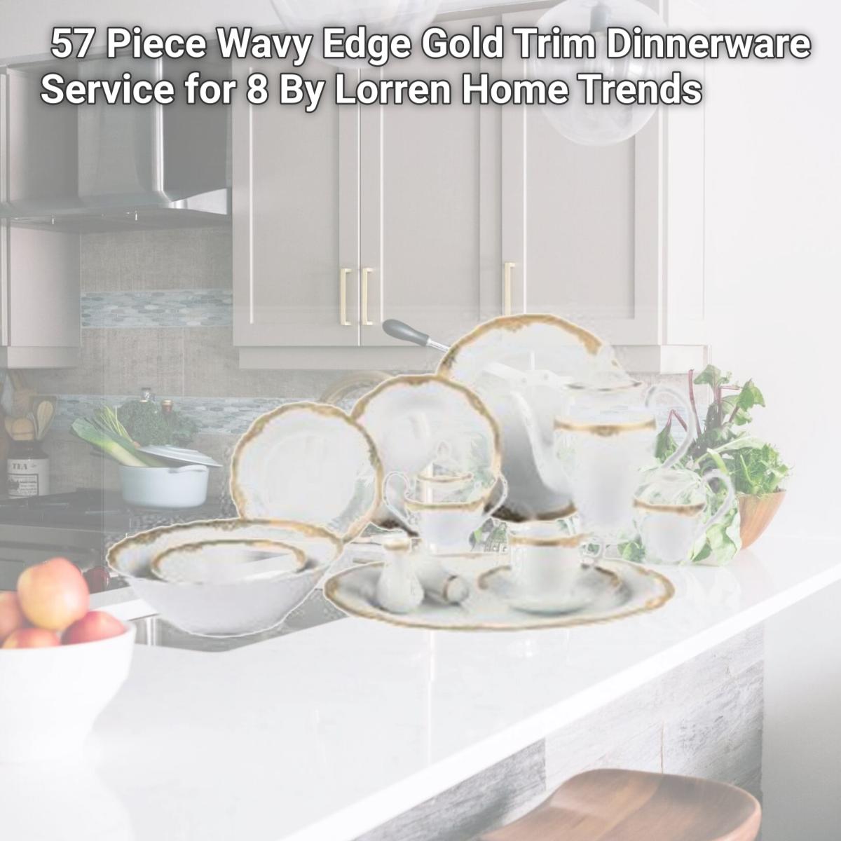 Picture of Lorenzo Import Catherine-57 57 Piece Wavy Edge Gold Trim Dinnerware  Service for 8 By Lorren Home Trends