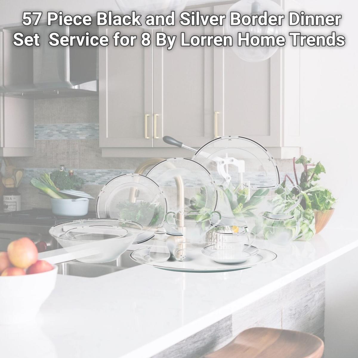 Picture of Lorenzo Imports Rio-57 57 Piece Black and Silver Border Dinner Set  Service for 8 By Lorren Home Trends