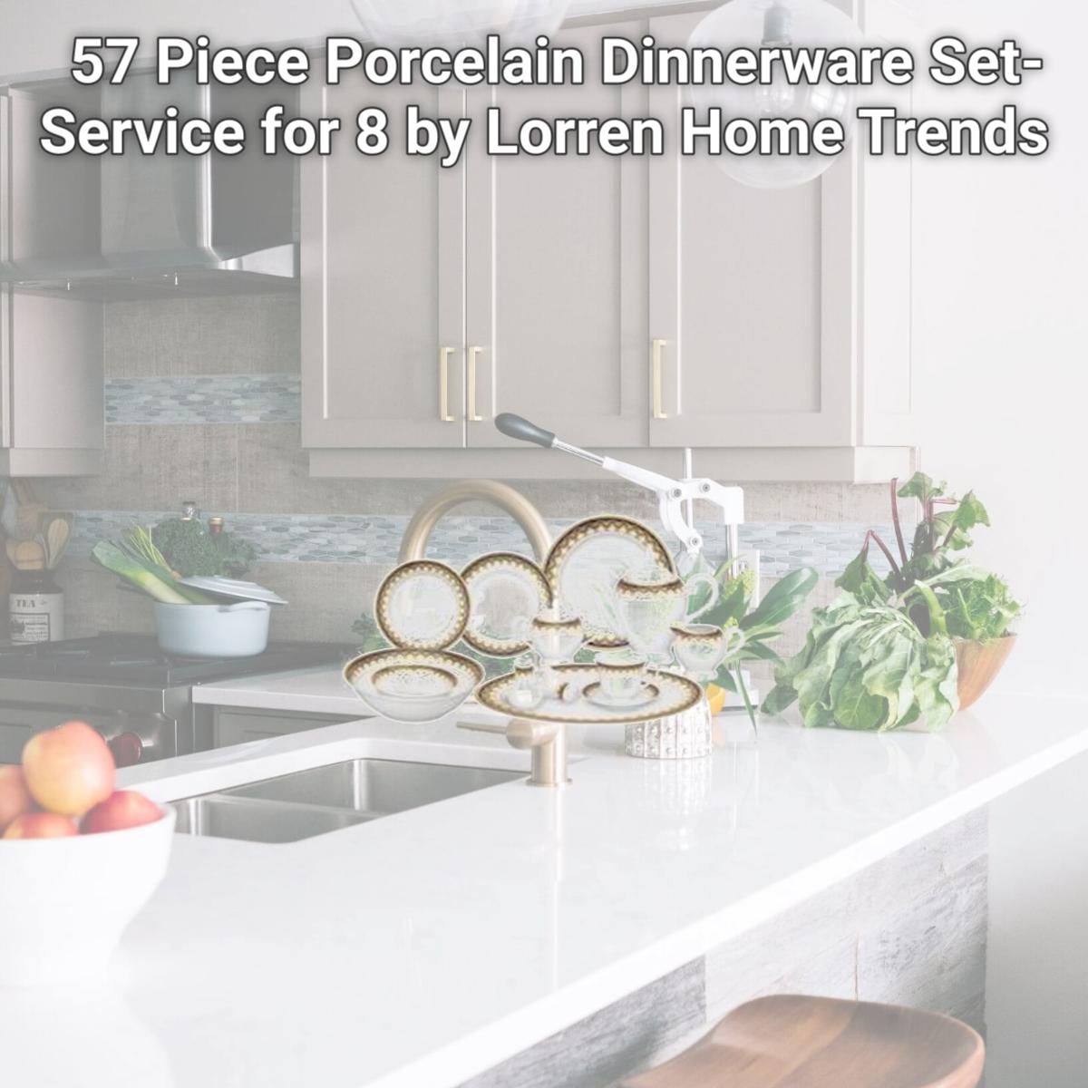Picture of Lorenzo Import Iris 57 Piece Porcelain Dinnerware Set- Service for 8 by Lorren Home Trends